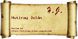 Hutiray Jolán névjegykártya